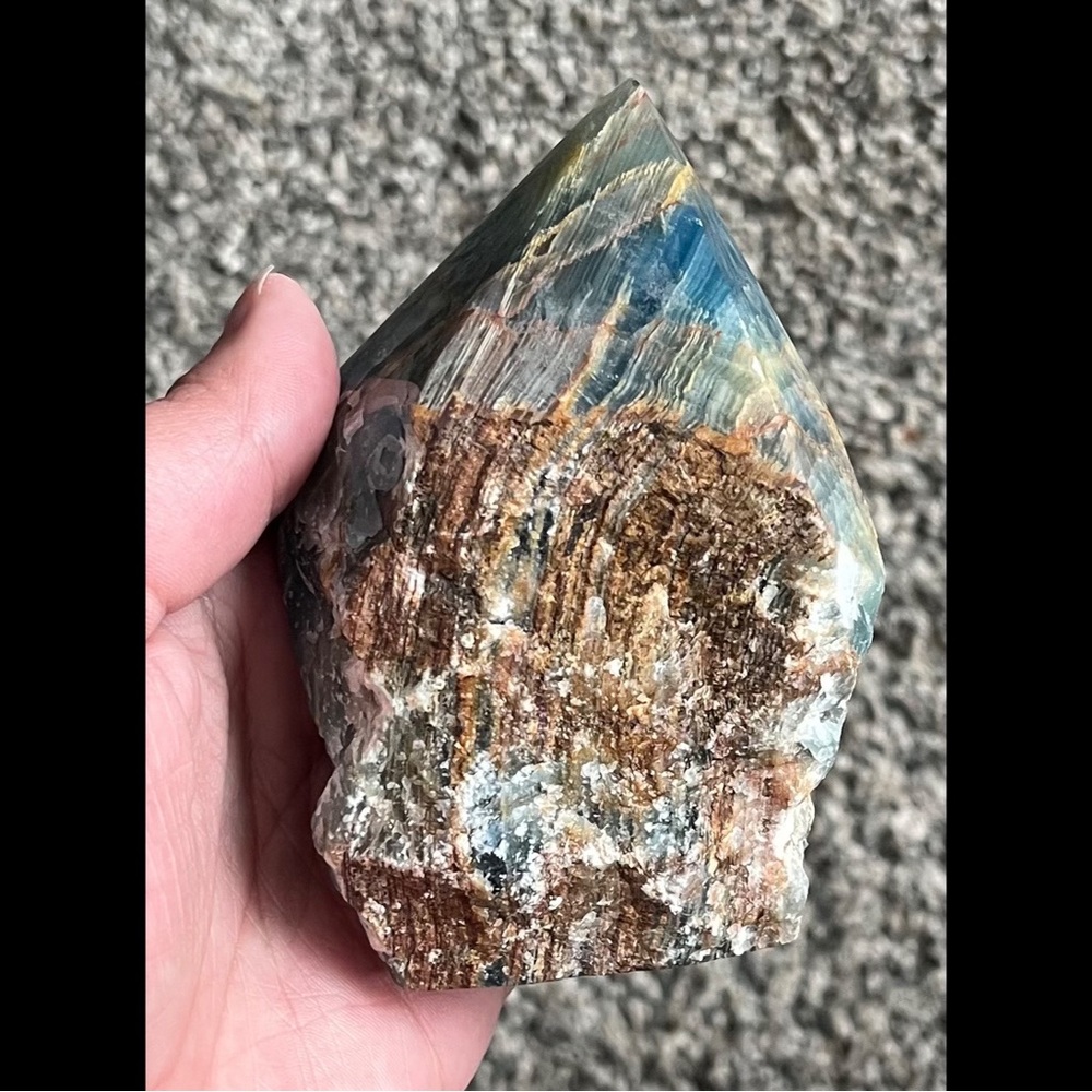 β¨ HP β¨ Lemurian Aquatine Calcite/Brazilian Blue Onyx β¨ Point β¨ - Picture 6 of 13